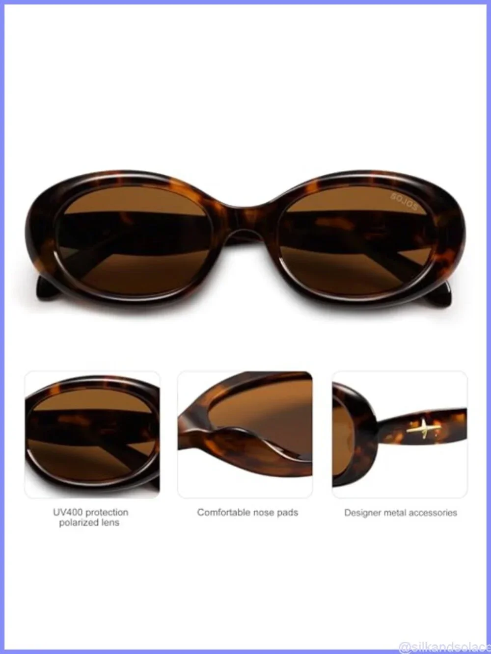 SOJOS Retro Oval Polarized Sunglasses UV400 Protection 90s Vintage